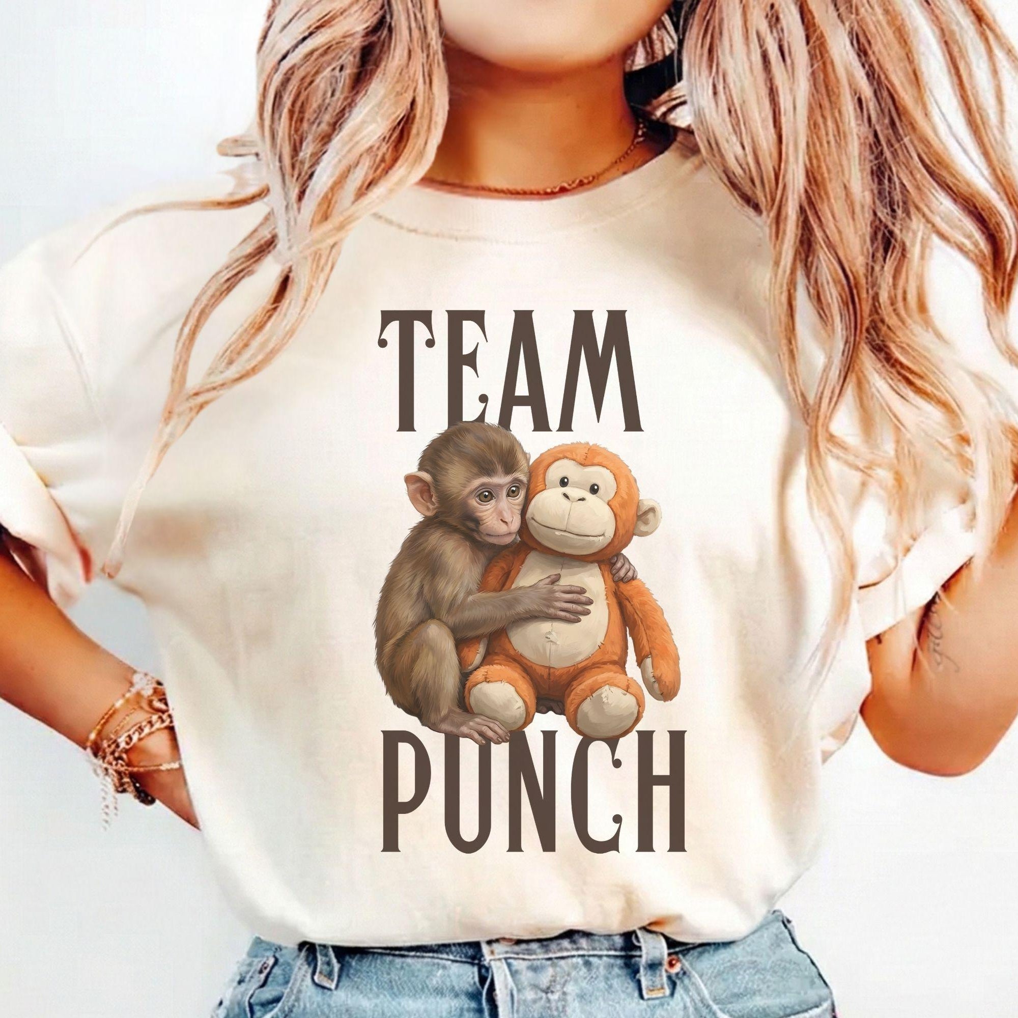 Baby Monkey Punch Comfort Colors Shirt, Animal Lover Gift, Cute Monkey T-Shirt, Team Punch