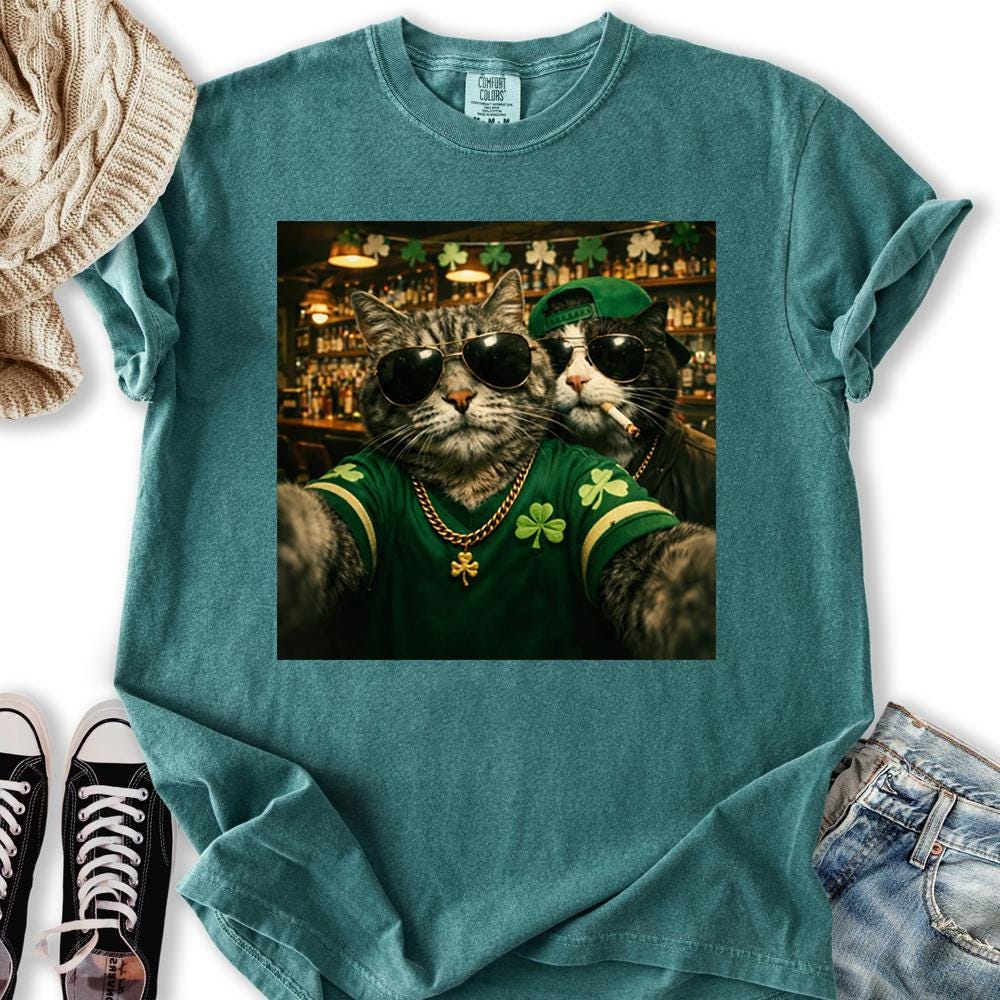 Cat Comfort Colors Shirt: Funny St Patricks Day Tee
