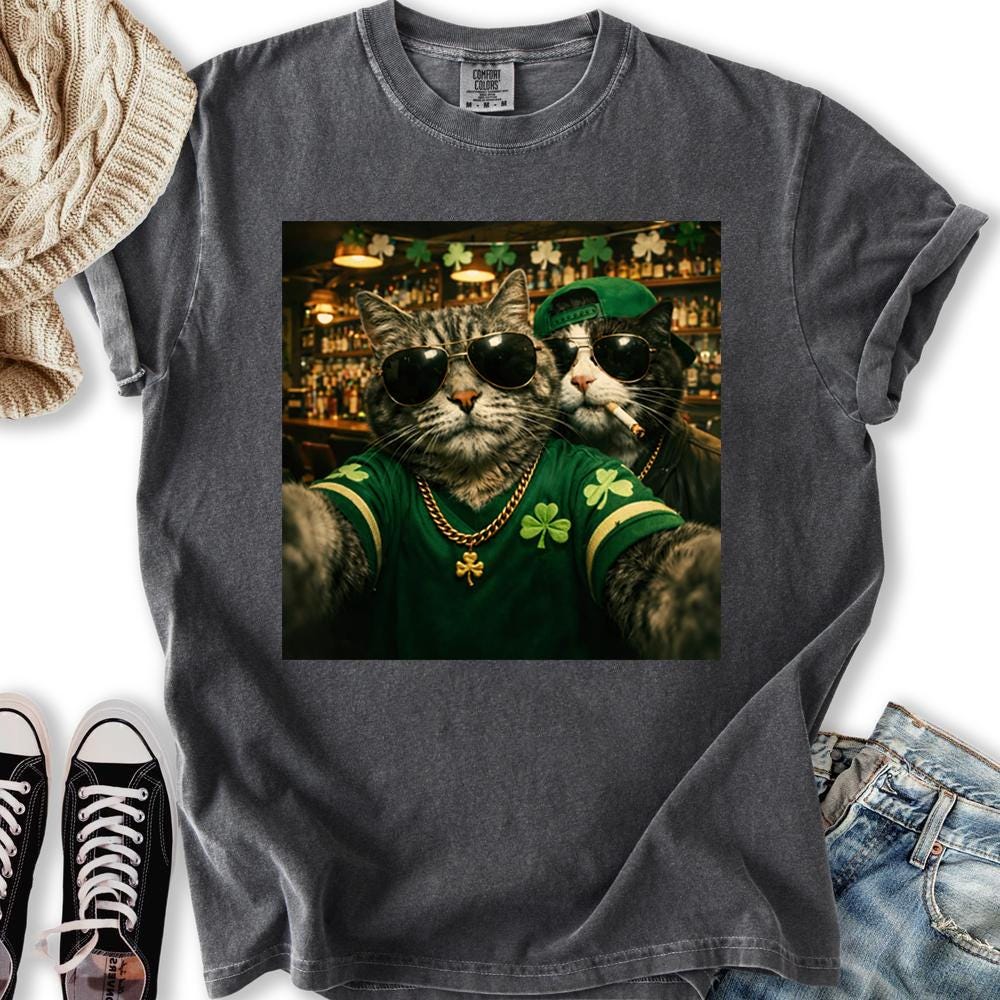 Cat Comfort Colors Shirt: Funny St Patricks Day Tee