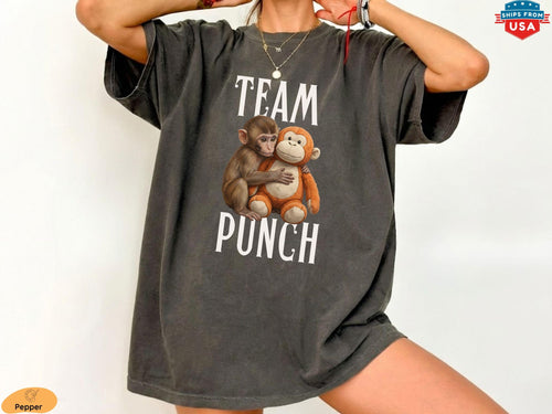 Baby Monkey Punch Comfort Colors Shirt, Animal Lover Gift, Cute Monkey T-Shirt, Team Punch