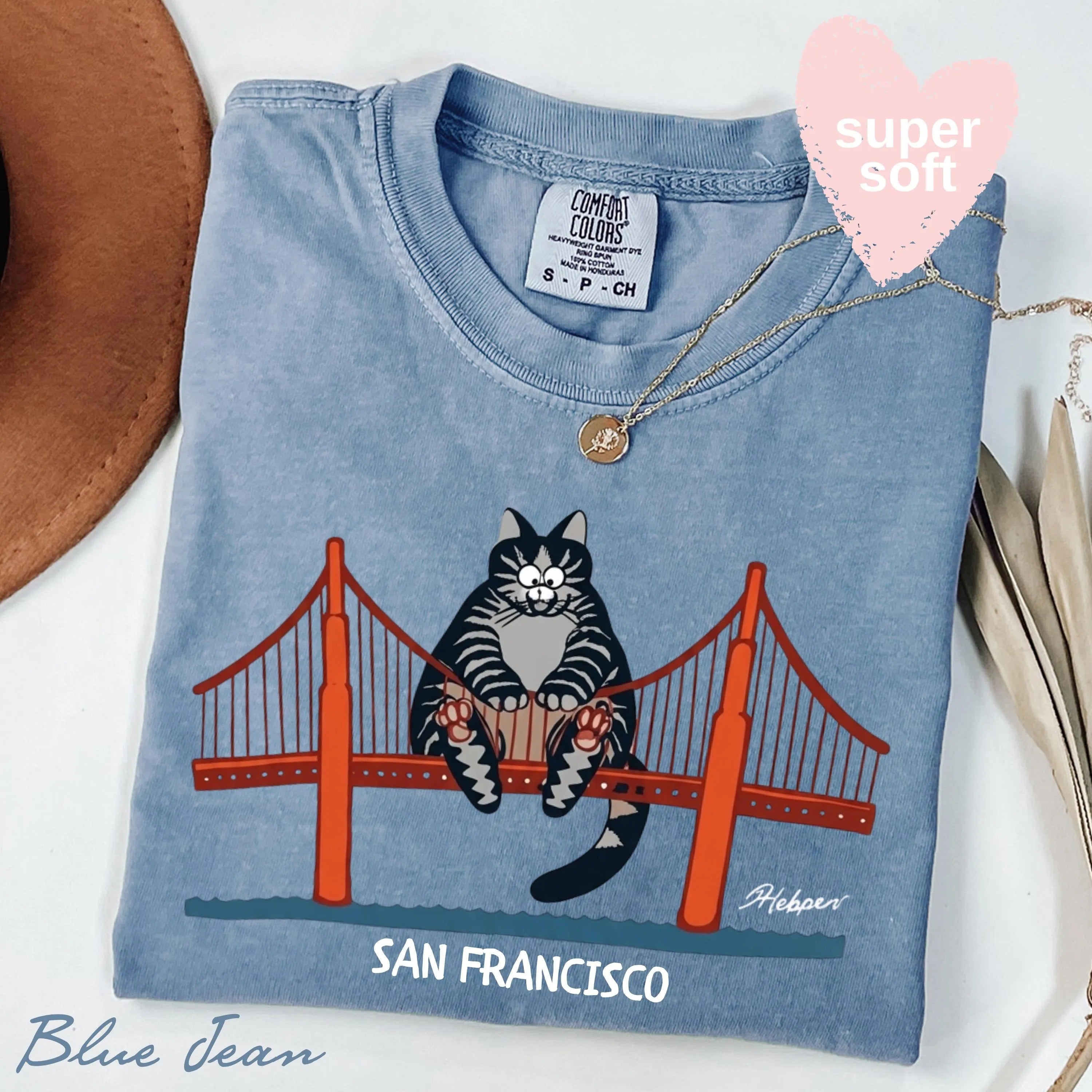 Comfort Colors® B Kliban Cat San Francisco Golden Gate T-Shirt, Popular Movie Shirt
