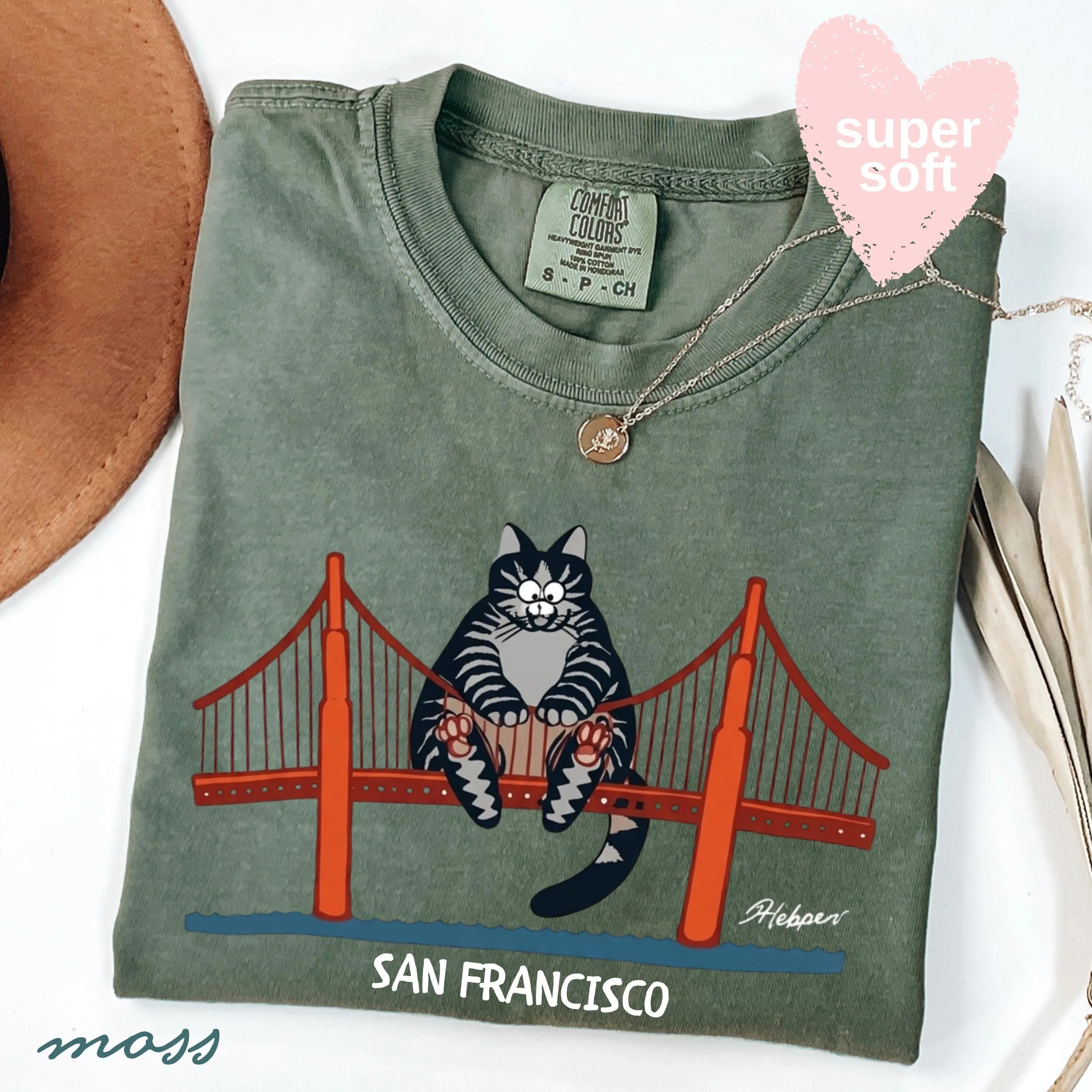 Comfort Colors® B Kliban Cat San Francisco Golden Gate T-Shirt, Popular Movie Shirt