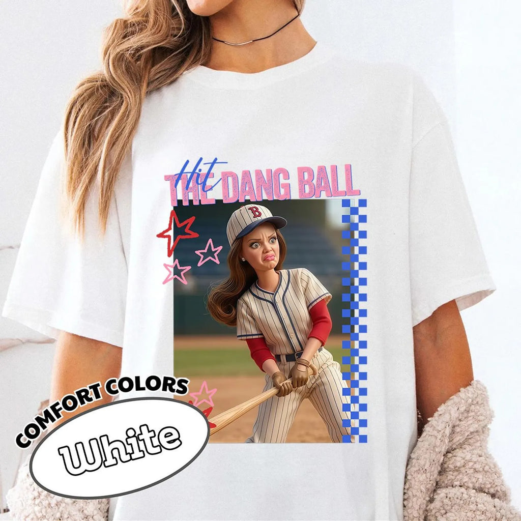 Comfort Colors Hit The Dang Ball Baseball Mom Shirt, Game Day Softball Tee