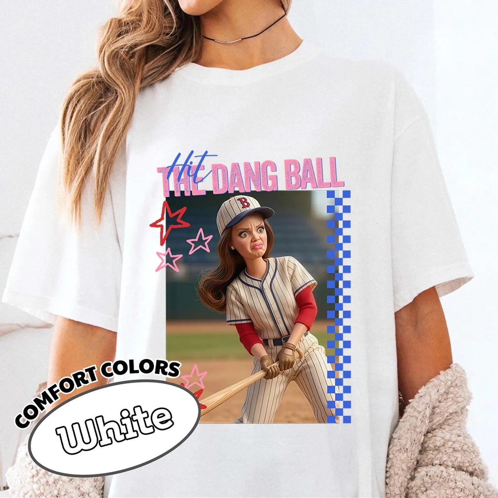 Comfort Colors Hit The Dang Ball Baseball Mom Shirt, Game Day Softball Tee