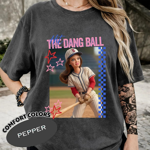 Comfort Colors Hit The Dang Ball Baseball Mom Shirt, Game Day Softball Tee